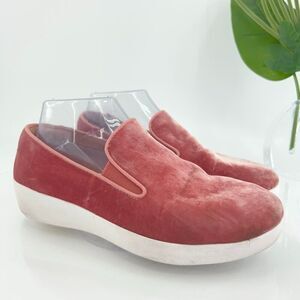 Fitflop Women's Superskate Loafer Size 7 Slip On Flats Sneaker Sporty Red Shoe